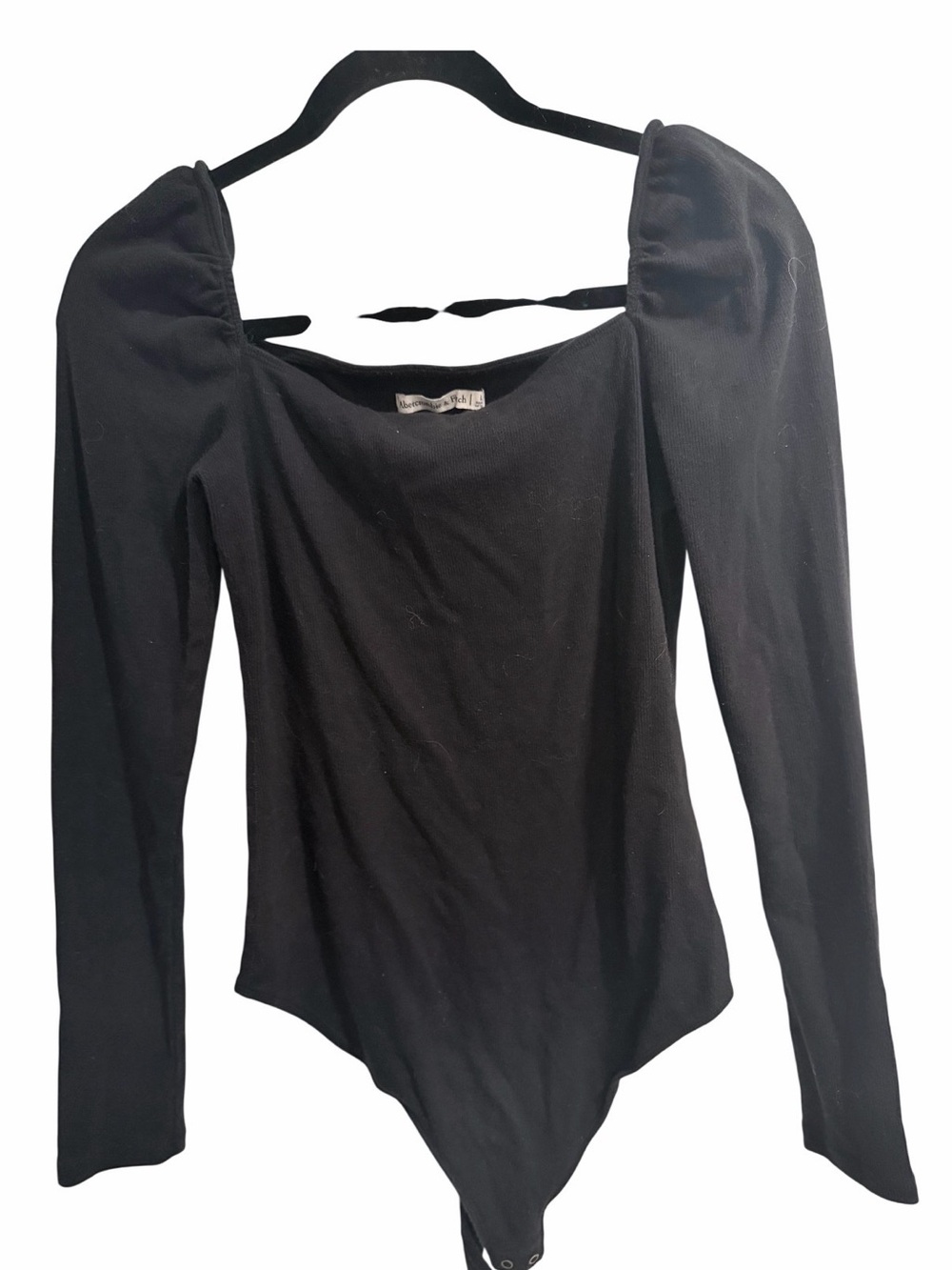 Abercrombie & Fitch Black Long-Sleeve Puff Shoulder Bodysuit